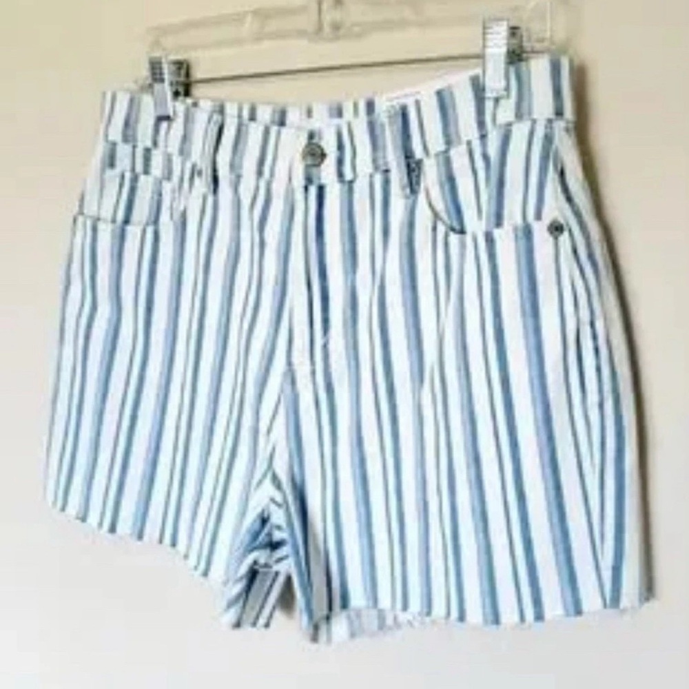LOFT Women's Sz 6 / 28 Blue & White Striped Denim Cut Off Shorts NWT - Picture 3 of 9